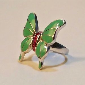 NWOT Sterling Silver Enamel Butterfly Ring Size 8